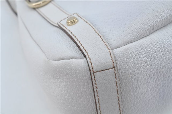 Authentic GUCCI Abbey Shoulder Tote Bag Leather 130736 White J1021