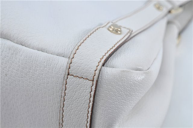 Authentic GUCCI Abbey Shoulder Tote Bag Leather 130736 White J1021