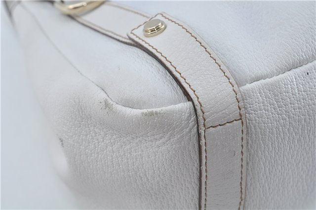 Authentic GUCCI Abbey Shoulder Tote Bag Leather 130736 White J1021