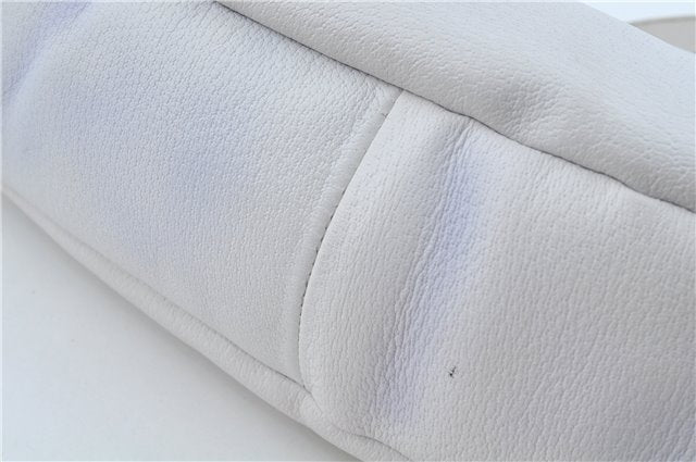 Authentic GUCCI Abbey Shoulder Tote Bag Leather 130736 White J1021