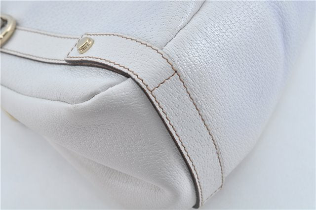 Authentic GUCCI Abbey Shoulder Tote Bag Leather 130736 White J1021