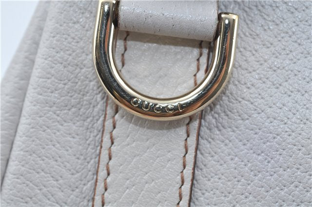 Authentic GUCCI Abbey Shoulder Tote Bag Leather 130736 White J1021