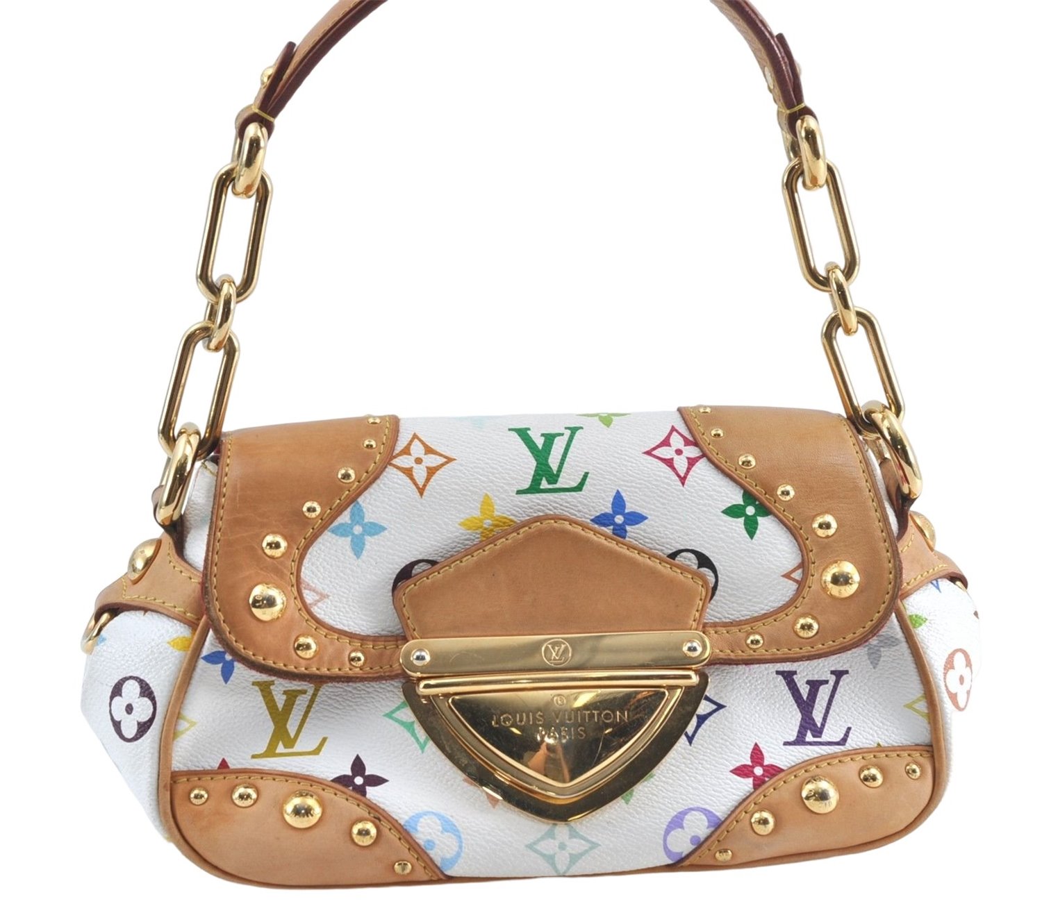 Auth Louis Vuitton Monogram Multicolor Marilyn Shoulder Bag M40127 White J1027