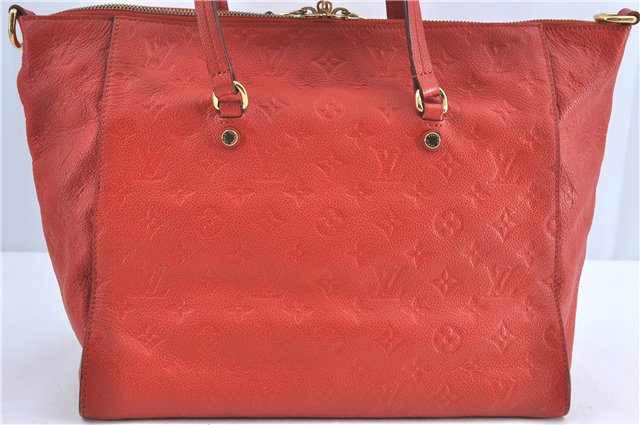 Auth Louis Vuitton Monogram Empreinte Lumineuse PM Tote Bag Red M40552 LV J1036