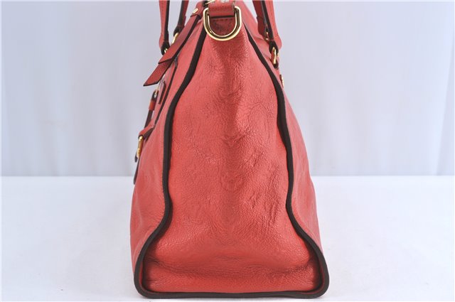 Auth Louis Vuitton Monogram Empreinte Lumineuse PM Tote Bag Red M40552 LV J1036