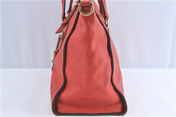 Auth Louis Vuitton Monogram Empreinte Lumineuse PM Tote Bag Red M40552 LV J1036
