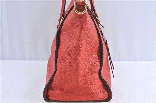 Auth Louis Vuitton Monogram Empreinte Lumineuse PM Tote Bag Red M40552 LV J1036