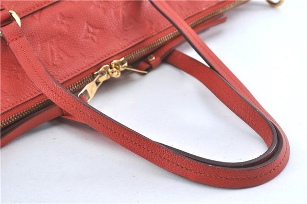 Auth Louis Vuitton Monogram Empreinte Lumineuse PM Tote Bag Red M40552 LV J1036