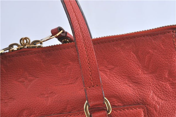 Auth Louis Vuitton Monogram Empreinte Lumineuse PM Tote Bag Red M40552 LV J1036
