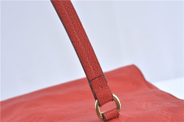 Auth Louis Vuitton Monogram Empreinte Lumineuse PM Tote Bag Red M40552 LV J1036