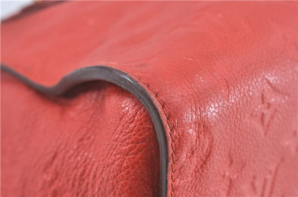 Auth Louis Vuitton Monogram Empreinte Lumineuse PM Tote Bag Red M40552 LV J1036