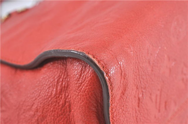 Auth Louis Vuitton Monogram Empreinte Lumineuse PM Tote Bag Red M40552 LV J1036