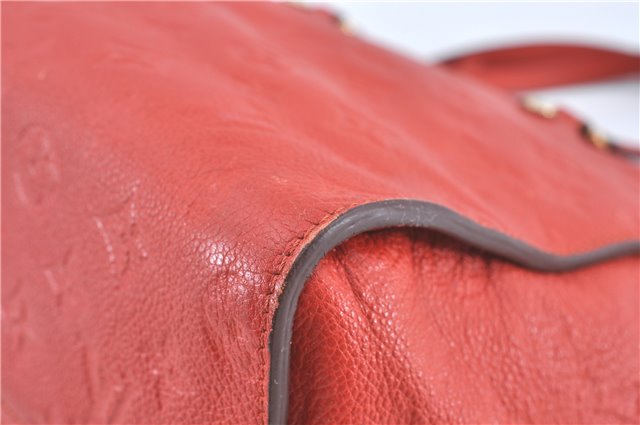 Auth Louis Vuitton Monogram Empreinte Lumineuse PM Tote Bag Red M40552 LV J1036