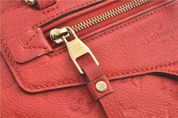 Auth Louis Vuitton Monogram Empreinte Lumineuse PM Tote Bag Red M40552 LV J1036