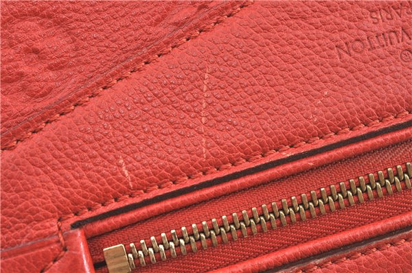 Auth Louis Vuitton Monogram Empreinte Lumineuse PM Tote Bag Red M40552 LV J1036