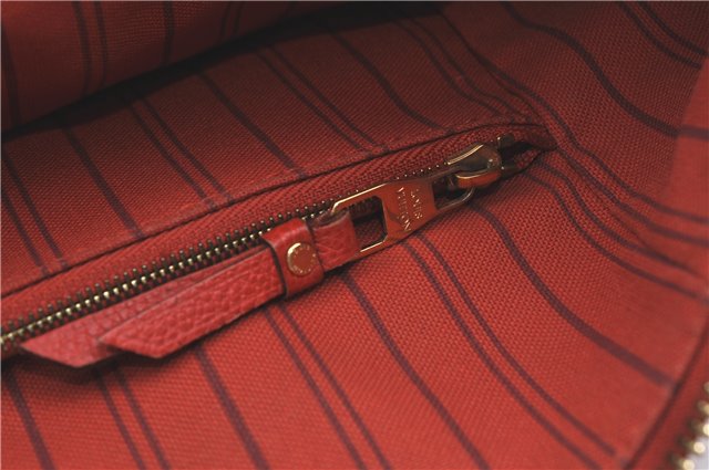 Auth Louis Vuitton Monogram Empreinte Lumineuse PM Tote Bag Red M40552 LV J1036
