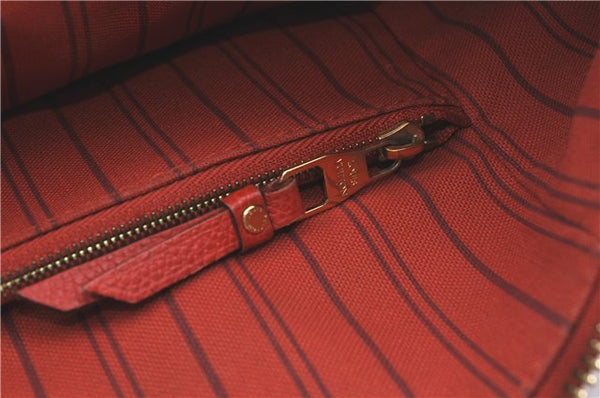 Auth Louis Vuitton Monogram Empreinte Lumineuse PM Tote Bag Red M40552 LV J1036