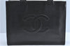 Authentic CHANEL Caviar Skin CC Logo Shoulder Tote Bag Black J1038