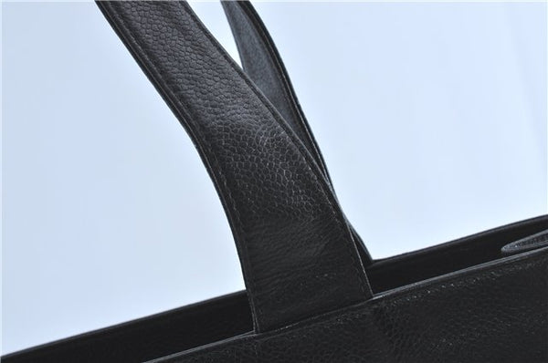 Authentic CHANEL Caviar Skin CC Logo Shoulder Tote Bag Black J1038