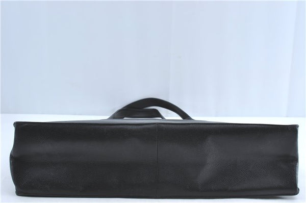 Authentic CHANEL Caviar Skin CC Logo Shoulder Tote Bag Black J1038