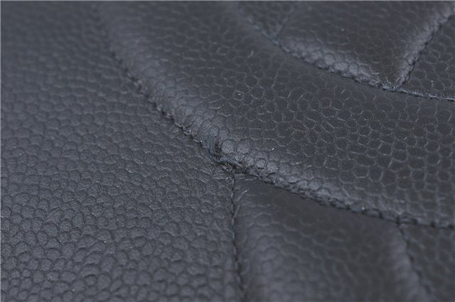 Authentic CHANEL Caviar Skin CC Logo Shoulder Tote Bag Black J1038