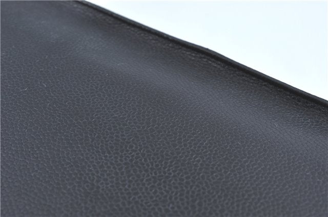 Authentic CHANEL Caviar Skin CC Logo Shoulder Tote Bag Black J1038
