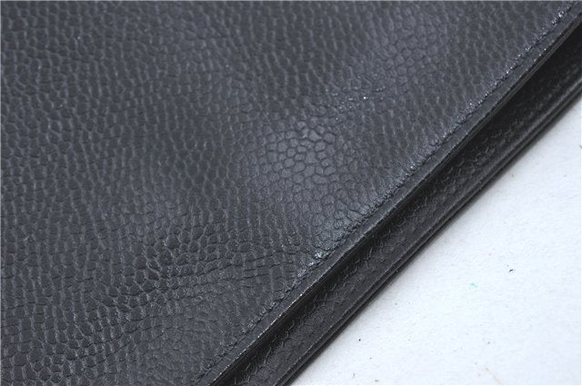 Authentic CHANEL Caviar Skin CC Logo Shoulder Tote Bag Black J1038
