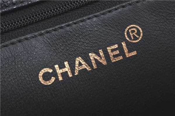 Authentic CHANEL Caviar Skin CC Logo Shoulder Tote Bag Black J1038