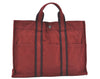 Authentic HERMES Fourre Tout MM Hand Tote Bag Canvas Red J1042