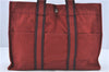 Authentic HERMES Fourre Tout MM Hand Tote Bag Canvas Red J1042