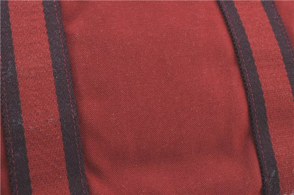 Authentic HERMES Fourre Tout MM Hand Tote Bag Canvas Red J1042