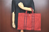 Authentic HERMES Fourre Tout MM Hand Tote Bag Canvas Red J1042