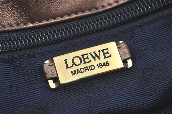 Authentic LOEWE Anagram Shoulder Cross Body Bag Purse Leather Brown Gold J1043