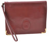 Authentic Cartier Must de Cartier Clutch Bag Purse Leather Bordeaux Red J1052