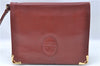 Authentic Cartier Must de Cartier Clutch Bag Purse Leather Bordeaux Red J1052