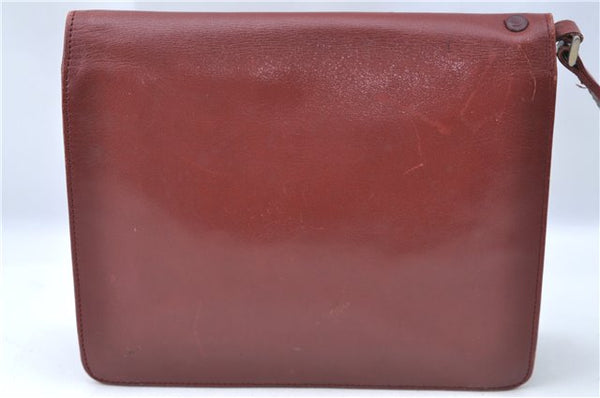 Authentic Cartier Must de Cartier Clutch Bag Purse Leather Bordeaux Red J1052