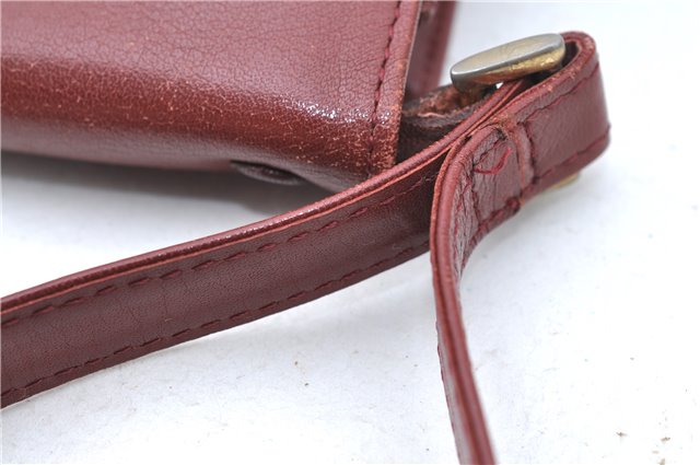 Authentic Cartier Must de Cartier Clutch Bag Purse Leather Bordeaux Red J1052