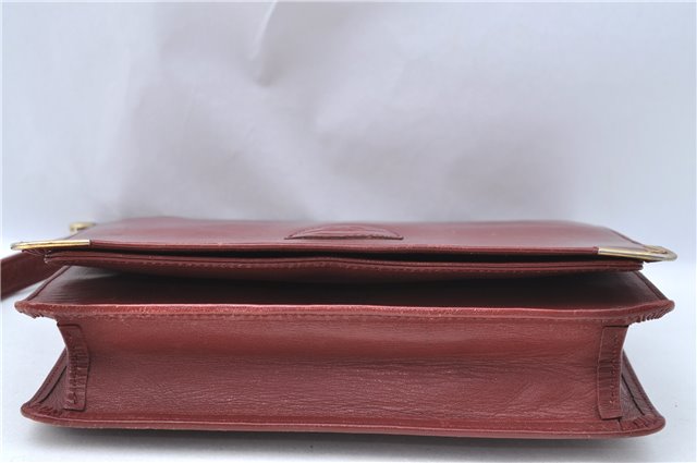 Authentic Cartier Must de Cartier Clutch Bag Purse Leather Bordeaux Red J1052