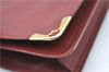 Authentic Cartier Must de Cartier Clutch Bag Purse Leather Bordeaux Red J1052