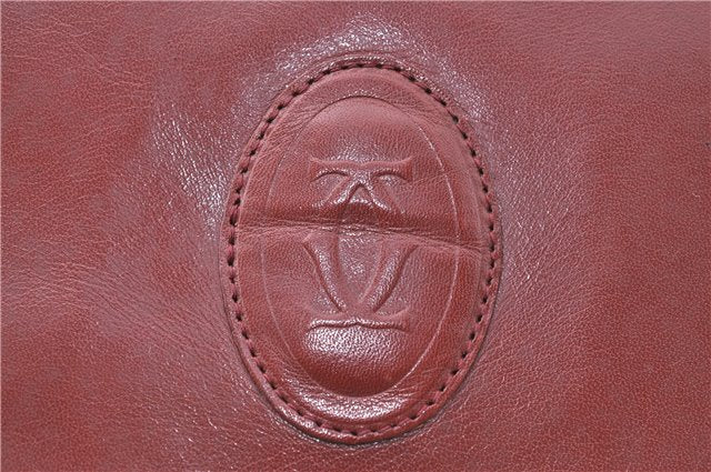 Authentic Cartier Must de Cartier Clutch Bag Purse Leather Bordeaux Red J1052