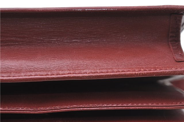 Authentic Cartier Must de Cartier Clutch Bag Purse Leather Bordeaux Red J1052