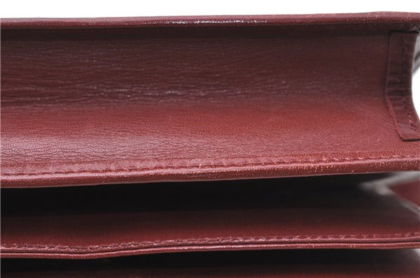 Authentic Cartier Must de Cartier Clutch Bag Purse Leather Bordeaux Red J1052