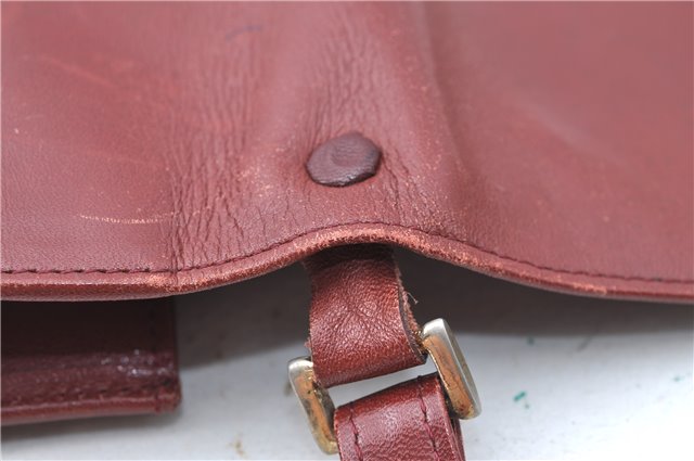 Authentic Cartier Must de Cartier Clutch Bag Purse Leather Bordeaux Red J1052