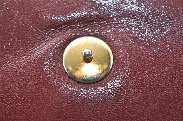 Authentic Cartier Must de Cartier Clutch Bag Purse Leather Bordeaux Red J1052