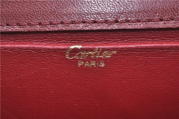 Authentic Cartier Must de Cartier Clutch Bag Purse Leather Bordeaux Red J1052