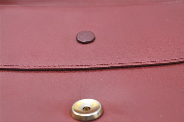 Authentic Cartier Must de Cartier Clutch Bag Purse Leather Bordeaux Red J1052