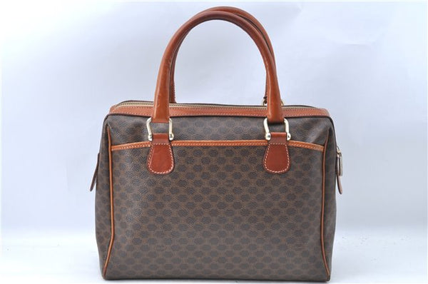 Authentic CELINE C Macadam Blason Pattern Hand Bag PVC Leather Brown J1053