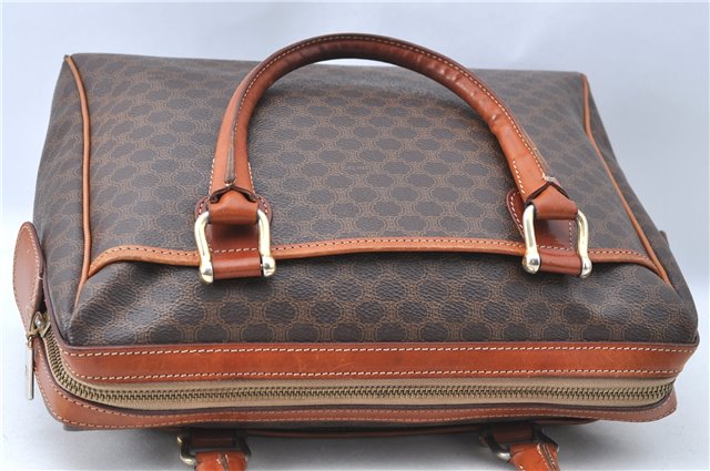 Authentic CELINE C Macadam Blason Pattern Hand Bag PVC Leather Brown J1053
