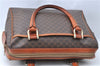 Authentic CELINE C Macadam Blason Pattern Hand Bag PVC Leather Brown J1053