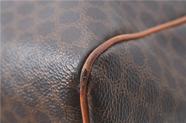 Authentic CELINE C Macadam Blason Pattern Hand Bag PVC Leather Brown J1053